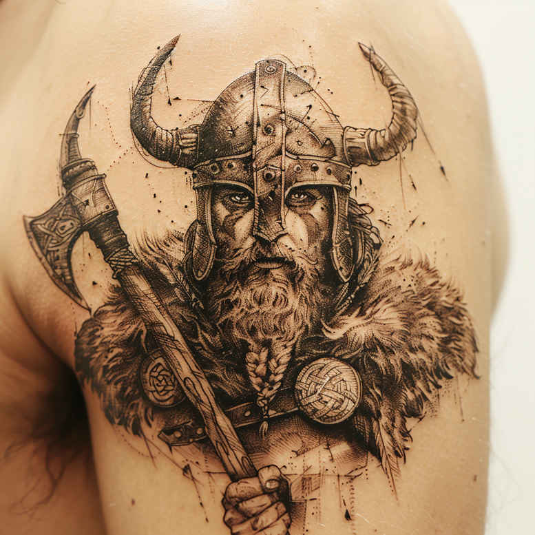 vikings tattoo design ideas Realism digital realism fearless tribe for upper arm