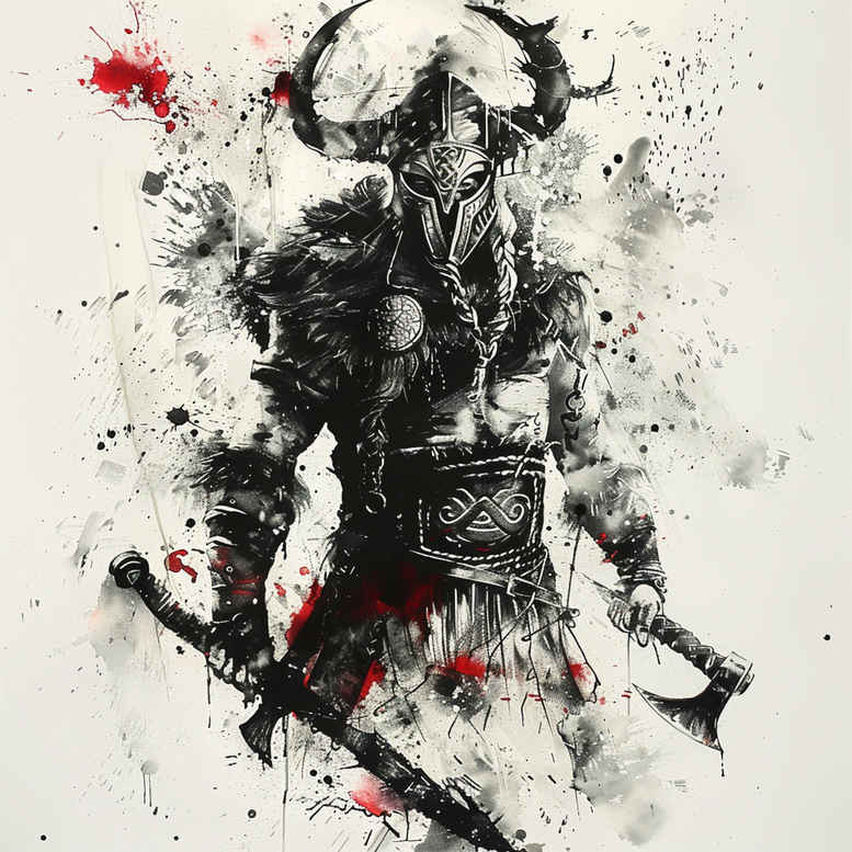 vikings tattoo design ideas line-art frost lands perseverance and power