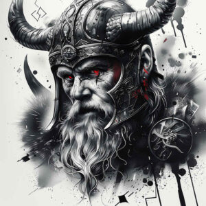 vikings tattoo design ideas Surrealism imaginative horned helmet determination and power
