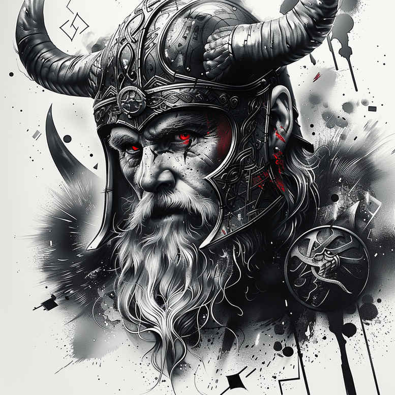vikings tattoo design ideas Surrealism imaginative horned helmet determination and power