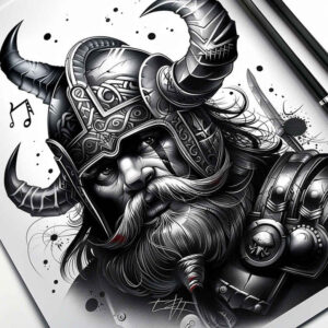vikings tattoo design ideas balanced color horned helmet for shin