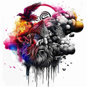 vikings tattoo design ideas enhanced color horned helmet symbolising determination