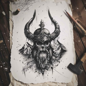 vikings tattoo design ideas Realism seamless blend mythic man courage and power