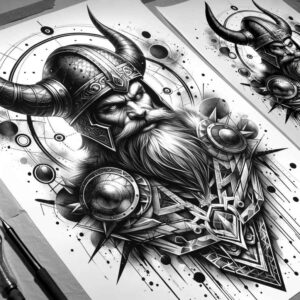 vikings tattoo design ideas layered shading mythic man for heel