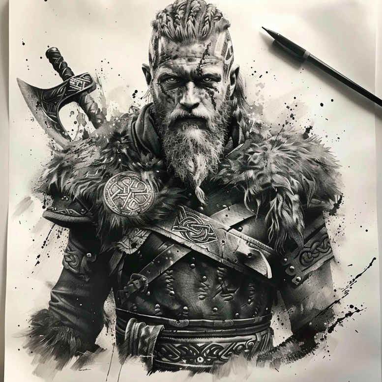 vikings tattoo design ideas bold texture mythic man for ribs