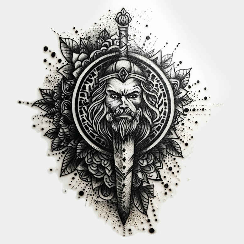 vikings tattoo design ideas Realism reflective light mythic man symbolising endurance