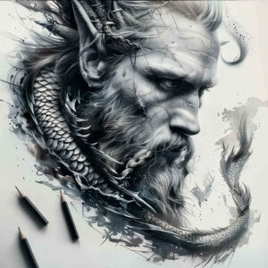 vikings tattoo design ideas Surrealism visionary nordic emblem embodying determination