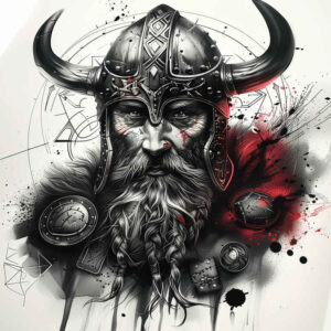 vikings tattoo design ideas Realism clean background nordic warrior for temple
