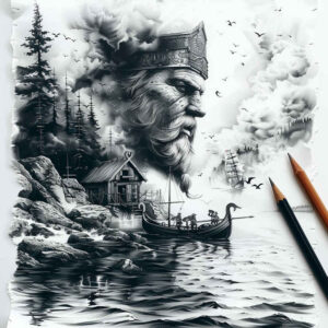 vikings tattoo design ideas Surrealism chromatic aberration northern legacy for upper shoulder