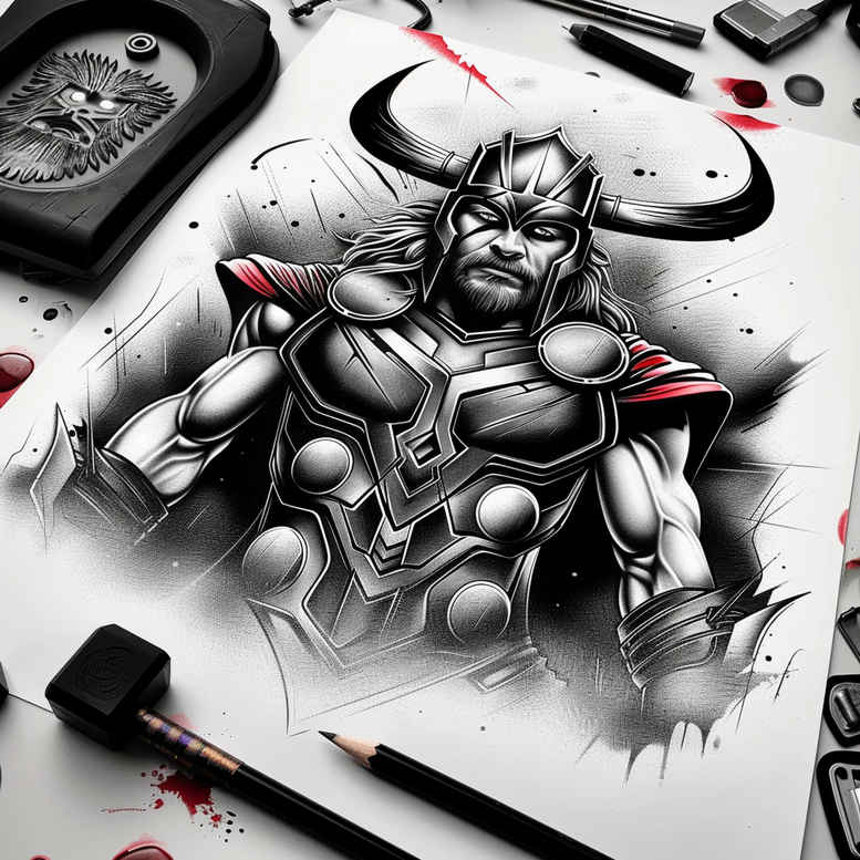 vikings tattoo design ideas Surrealism hyperreal old world for outer arm