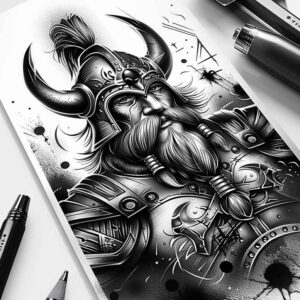 vikings tattoo design ideas deep blacks rune mark symbolising resilience