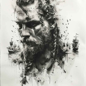 vikings tattoo design ideas Surrealism symbolic motifs saga soul for upper thigh
