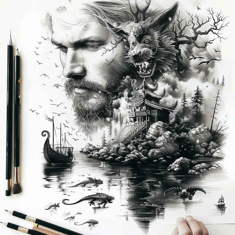 vikings tattoo design ideas Realism anatomical accuracy sea path embodying strength