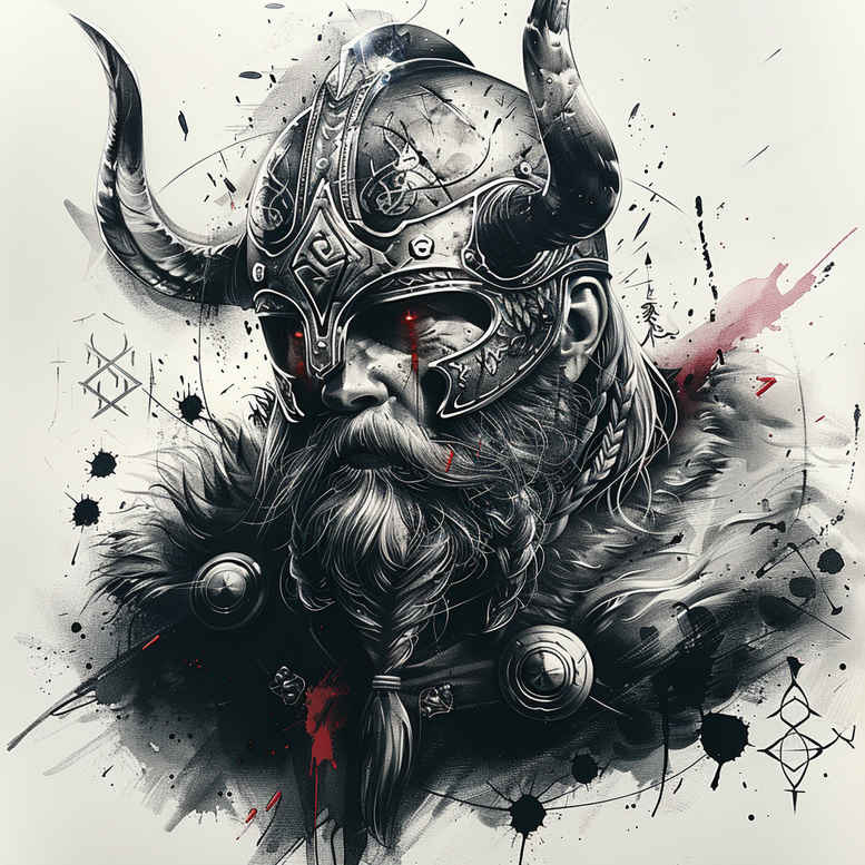 vikings tattoo design ideas Realism natural contours sea path for shin