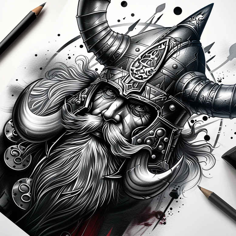 vikings tattoo design ideas Surrealism dreamlike sea path for shin