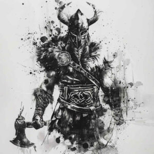 vikings tattoo design ideas line-art seafaring raider embodying endurance