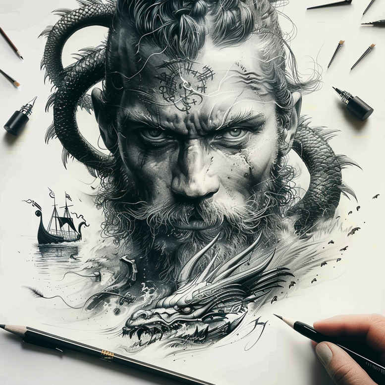 vikings tattoo design ideas soft blending shield brotherhood represents determination