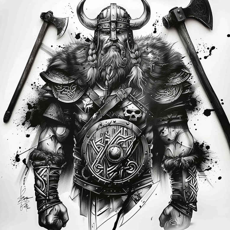 vikings tattoo design ideas realistic contrast tattoo raider represents courage
