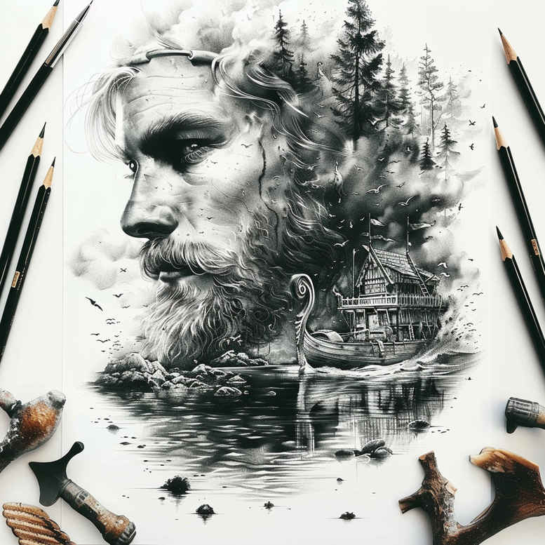 vikings tattoo design ideas Surrealism enigmatic tribal god for upper chest