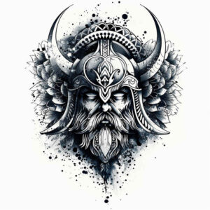 vikings tattoo design ideas Surrealism fantasy-inspired tribal power for lower thigh