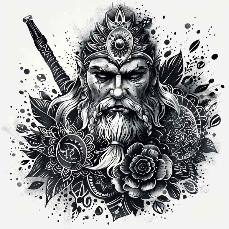 vikings tattoo design ideas Surrealism morphic tribal power for nape