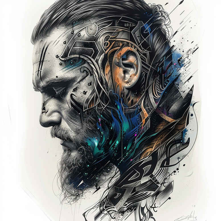 vikings tattoo design ideas Surrealism psychedelic tribal power for side torso