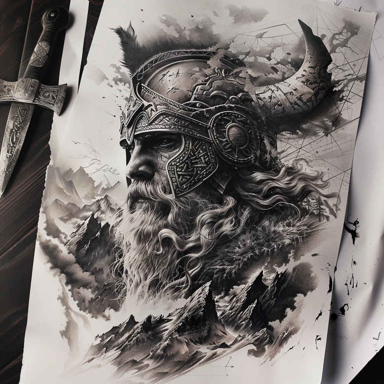 vikings tattoo design ideas Surrealism morphic tribal power for upper arm