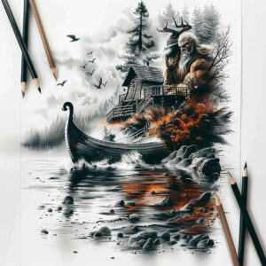 vikings tattoo design ideas Realism detailed rendering viking axe represents courage