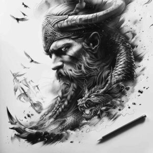 vikings tattoo design ideas Realism seamless blend warrior code for side