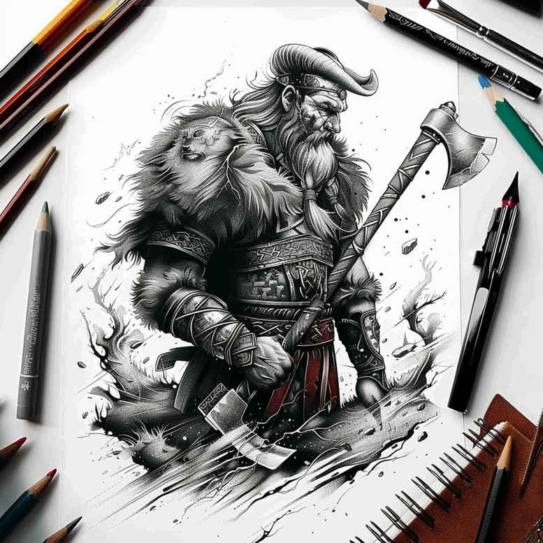 tradition-symbol-tattoo-creeping-shadow-for-neck – tattoo design ideas free ai generated – Gallery: vikings-inkby-ai