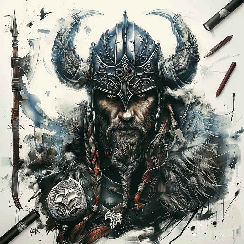 battle-and-bravery-tattoo-for-men-sombre-for-sternum – tattoo design ideas free ai generated – Gallery: vikings-inkby-ai