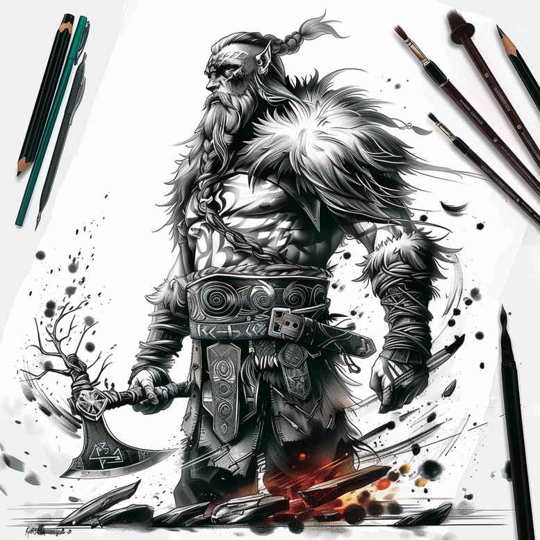 shaded-warrior-tattoo-dark-for-arm – tattoo design ideas free ai generated – Gallery: vikings-inkby-ai