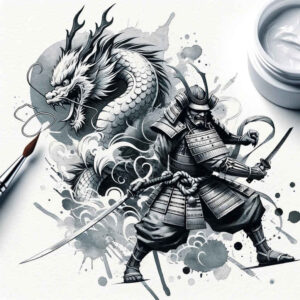 bravery-motif-tattoo-neotraditional-bold-color-blocks-for-temple – tattoo design ideas free ai generated – Gallery: warriors-asia-inkby-ai