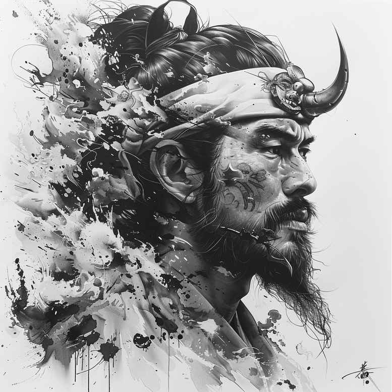 bravery-motif-tattoo-neotraditional-bold-highlights-for-back-of-neck – tattoo design ideas free ai generated – Gallery: warriors-asia-inkby-ai