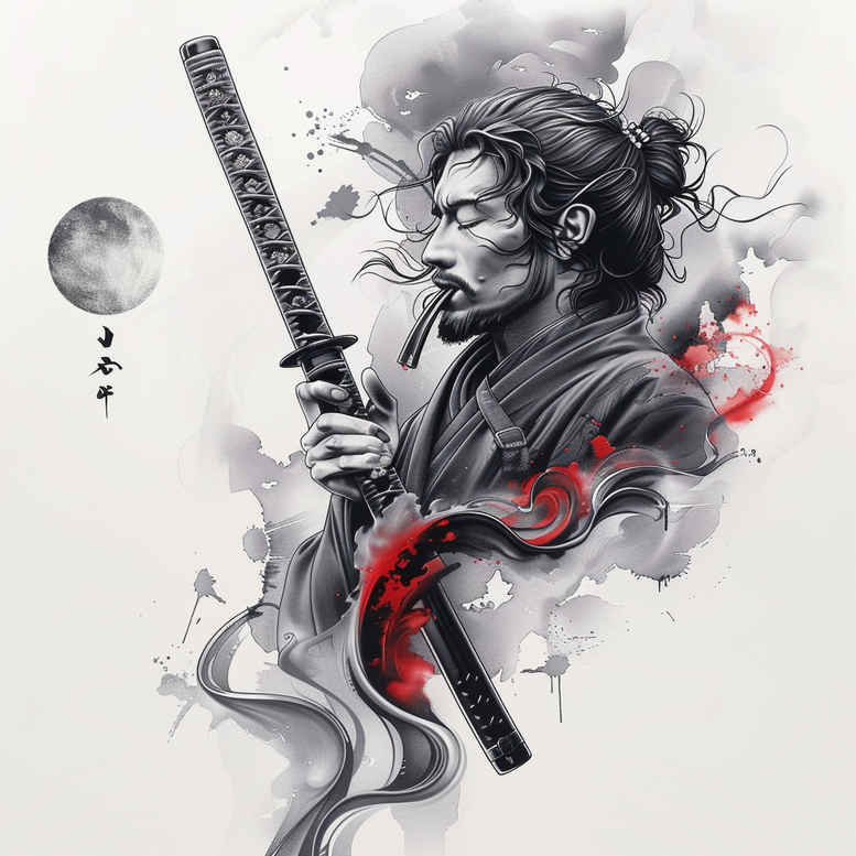 ninja-tattoo-surrealism-floating-elements-for-back – tattoo design ideas free ai generated – Gallery: warriors-asia-inkby-ai