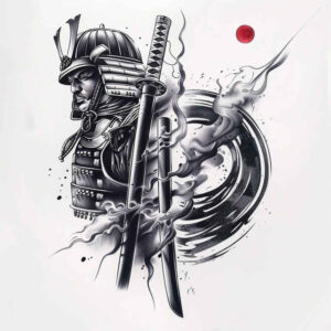 warriors-asia tattoo design ideas Surrealism floating elements ancient martial for collarbone