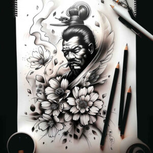 warriors-asia tattoo design ideas Realism contrast play armor lines for upper shoulder
