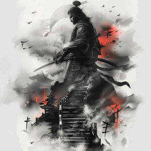 warriors-asia tattoo design ideas Surrealism ghostly shapes armor lines meaning determination