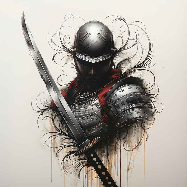 warriors-asia tattoo design ideas gradient fills Asian strength resilience and power