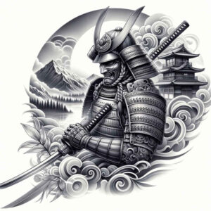 warriors-asia tattoo design ideas black-and-white Asian strength symbolising strength