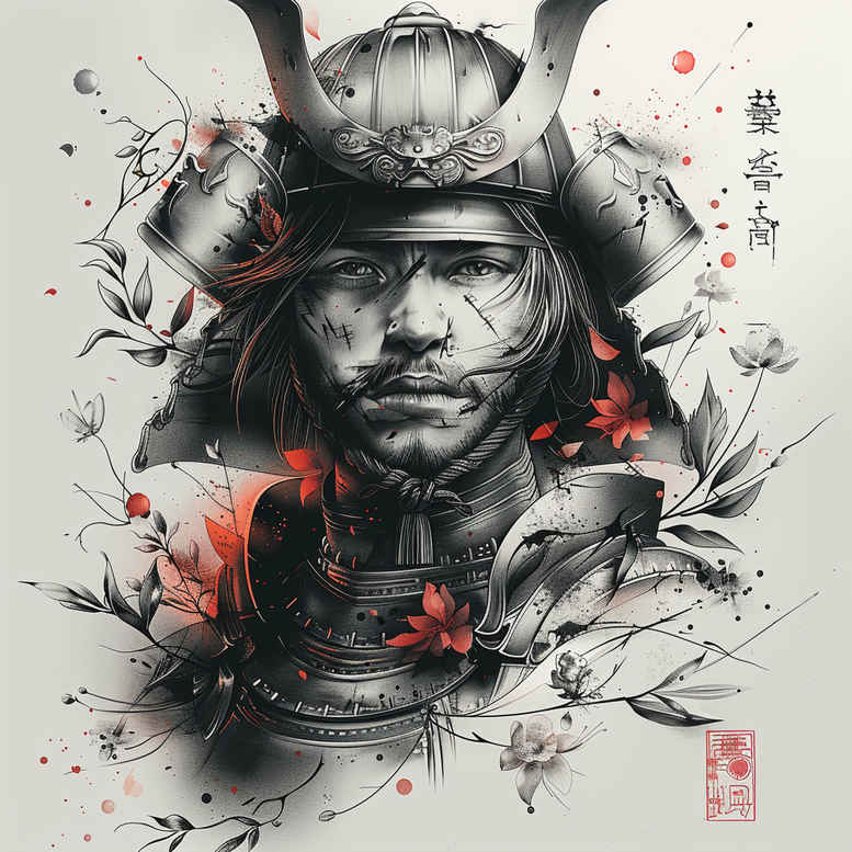 warriors-asia tattoo design ideas Realism soft focus bamboo grace meaning endurance