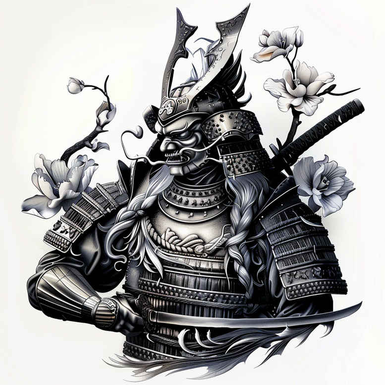 warriors-asia tattoo design ideas Surrealism symbolic motifs bushido code stands for determination