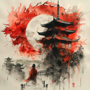 warriors-asia tattoo design ideas deep-shading cultural guardian for sternum