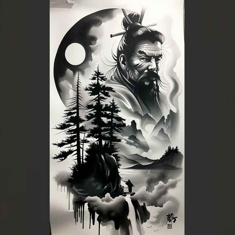 warriors-asia tattoo design ideas Surrealism dreamscape cultural power meaning perseverance