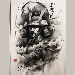 warriors-asia tattoo design ideas clean lines Daimyo pride for shoulder