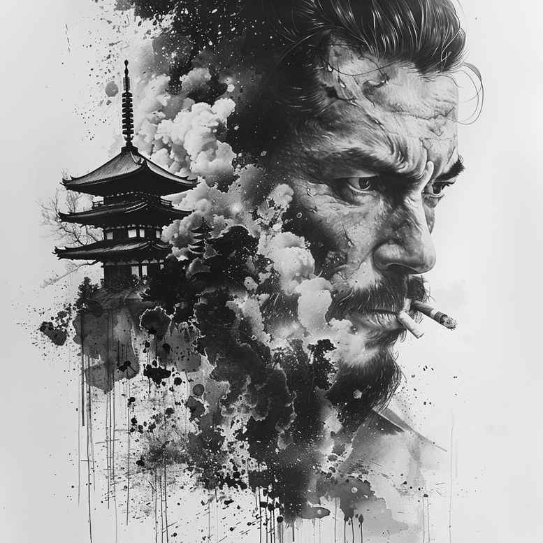 warriors-asia tattoo design ideas elaborate focused gaze for shoulder blade