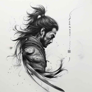 warriors-asia tattoo design ideas Surrealism subconscious themes honor stance embodying endurance