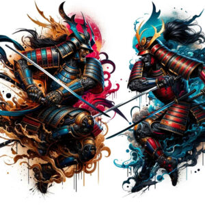 warriors-asia tattoo design ideas expressive lines inked protector for back shoulder