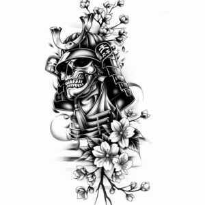 warriors-asia tattoo design ideas contrasting colors Japanese warrior for upper thigh
