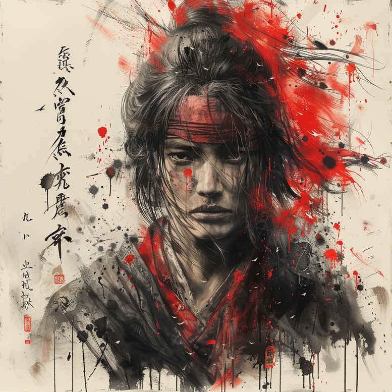 warriors-asia tattoo design ideas fisheye Japanese warrior for wrist